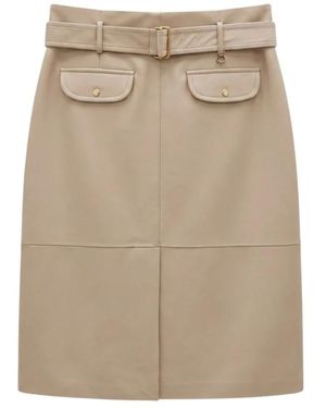 Moncler Rokken ,Katoen Leren Rok Tot Op De Knie - Naturel