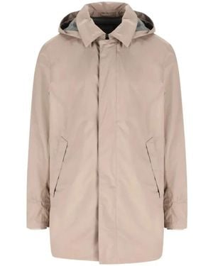 Herno Jassen ,Polyester Regenjas Met Capuchon - Naturel