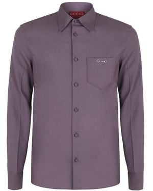 Gucci Wollgabardine-Hemd Mit Horsebit - Lila