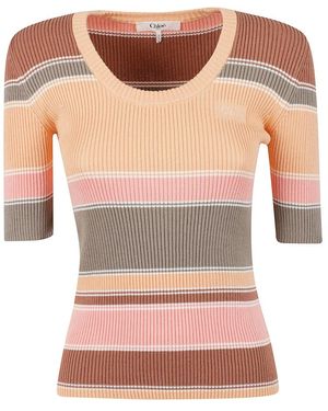 Chloé Round-Neck Knitwear - Roze