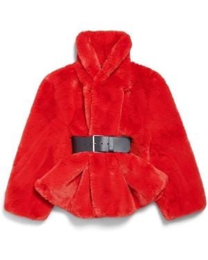 Balenciaga Faux Fur & Shearling Jackets - Red