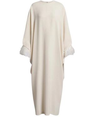 Alberta Ferretti Kleedjes ,Chiffon Enver Lange Jurk Met Veren En Chiffon Mouwen - Naturel