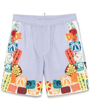 DSquared² Blaue Gestreifte Kordelzug-Shorts