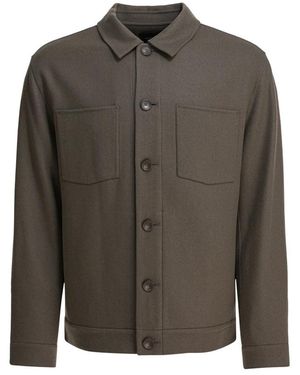 Vince Grijze Wollen Jas Aw25 - Groen