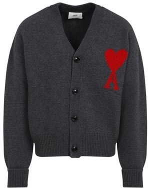 Ami Paris Klassischer grauer pullover für männer - Blau
