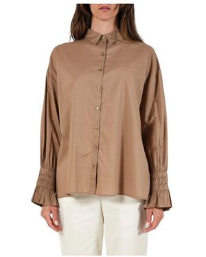Not Shy Oversized Hemd Mit Gerüschten Manschetten - Braun