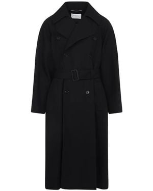 Saint Laurent Belted Coats - Black