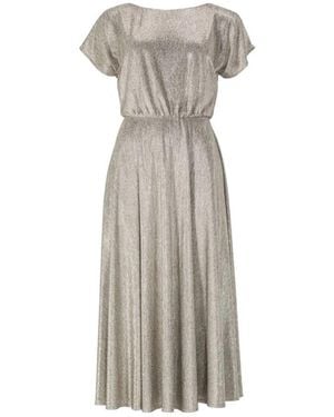 Swing Folien Jersey Midi Kleid - Grau