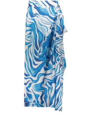 Alberta Ferretti Lange Asymmetrische Rok - Blauw