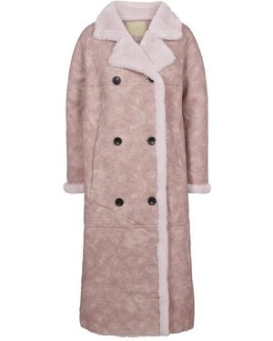 American Dreams Joa Wool Coat Long - Roze