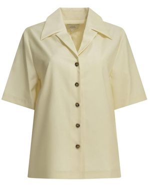 Loulou de Saison Boa Korte Mouw Camp Collar Shirt - Naturel