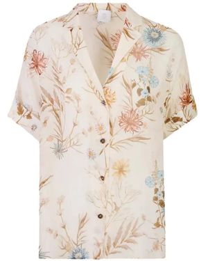 Eleventy Zijden Blouse Met Bloemenprint - Naturel