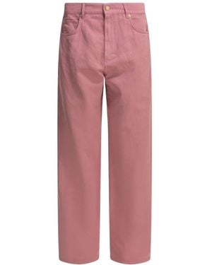 Max Mara Smmonorata Wijde Katoenen Broek - Roze