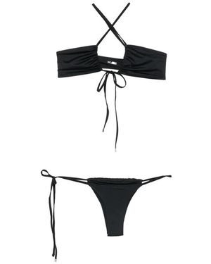 The Attico Badmode ,Zwart ,Halterneck Crossover Bikini - Wit