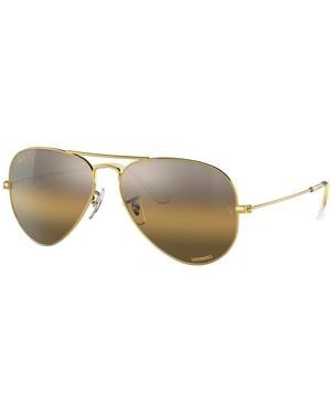 Ray-Ban Aviator Zonnebril Met Groene Spiegellens - Geel