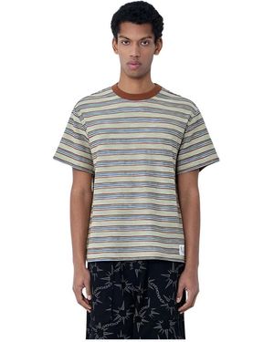 Brain Dead Tops ,Katoen Gestreepte Crewneck T-Shirt - Grijs