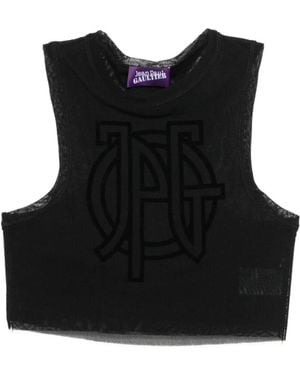 Jean Paul Gaultier Logo-Flocked Mesh Racerback Top - Zwart