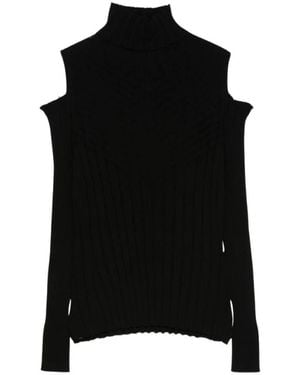 D.exterior Rippstrick-Rollkragenpullover - Schwarz