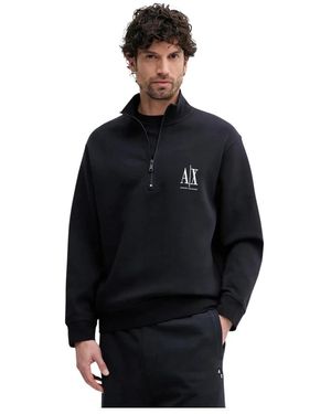 ARMANI EXCHANGE Hoodies & Sweatvesten ,Zwart ,Katoen Crewneck Sweatshirt