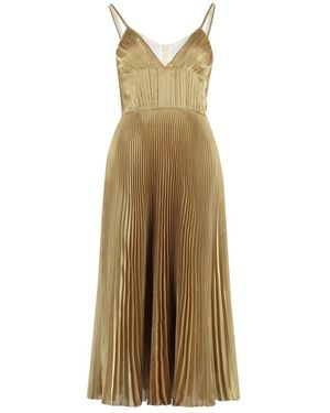 Prada Kleedjes ,Geel ,Polyester Technical Voile Pleated Midi Dress - Meerkleurig