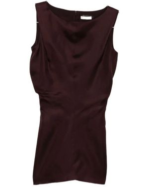KHAITE Rotes Seiden Mini Kleid Ärmellos - Braun