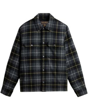 Woolrich Jassen ,Grijs ,Wol Check Alaskan Shirt Jacket - Zwart