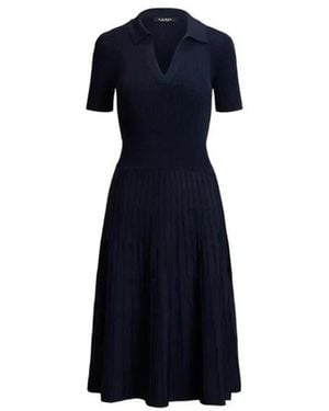 Ralph Lauren Jurk Met Knoopdetails Van Ribgebreid Materiaal - Blauw