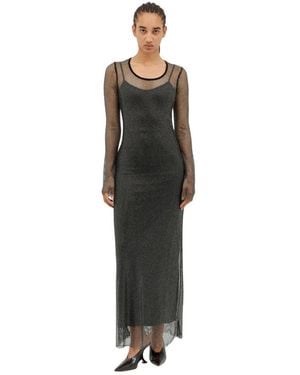 Sportmax Rhinestone Tulle Maxi Jurk - Zwart