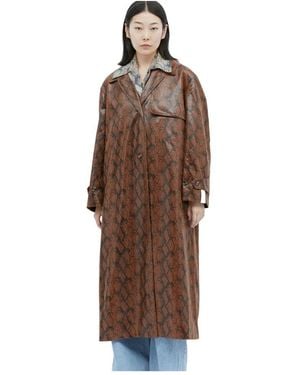ROKH Faux snakeskin embossed coat - Braun