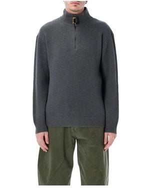 JW Anderson Truien & Vesten ,Grijs ,Katoen Half Zip Jumper