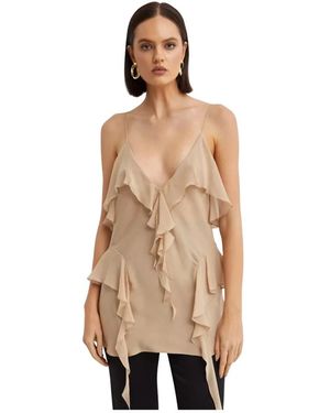 KHAITE Overhemden ,Zijden Top Met Ruffles - Naturel