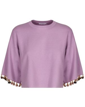 Rabanne Gestricktes, Kurzes T-Shirt - Lila