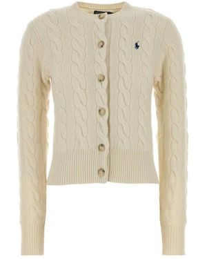 Polo Ralph Lauren Kabelgebreide Wollen En Kasjmieren Vest - Naturel