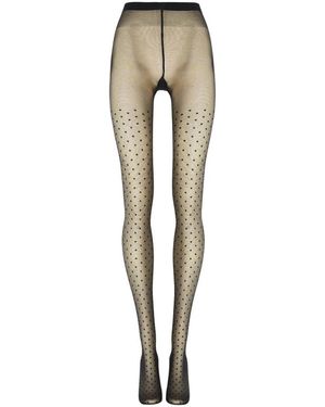 Wolford Ondergoed ,Zwart ,Wol Crystal Dots Tights - Naturel
