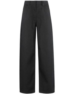 REMAIN Birger Christensen Wijde Pijp Denim Broek Espresso Kleur - Grijs