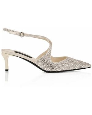 Philipp Plein Schoenen ,Leer Strass Slingback Pumps - Wit