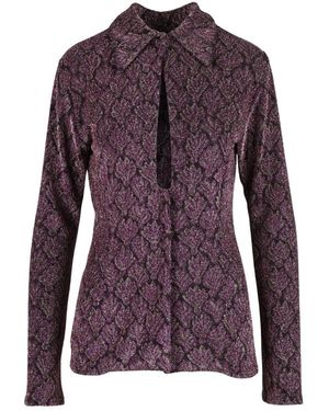 Nineminutes Overhemden ,Paars ,Metallic Fiber Shirt
