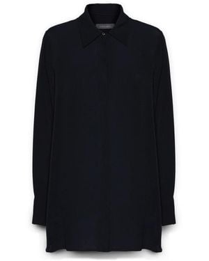 Elena Miro Lange Crêpe De Chine Overhemd - Blauw