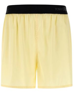 Tom Ford Korte Broeken ,Geel ,Satijn Short Shorts