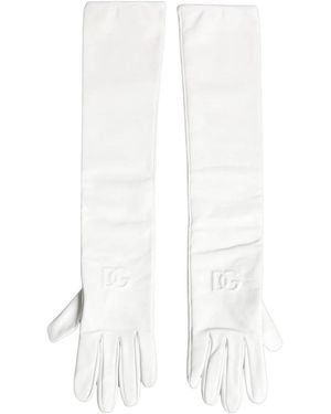 Dolce & Gabbana Accessoires ,Wit ,Leer Embossed Dg Logo Handschoenen