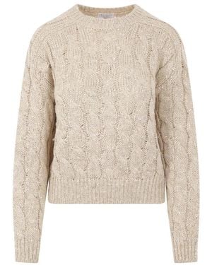 Brunello Cucinelli Paillettrui Met Lurex Draad - Naturel