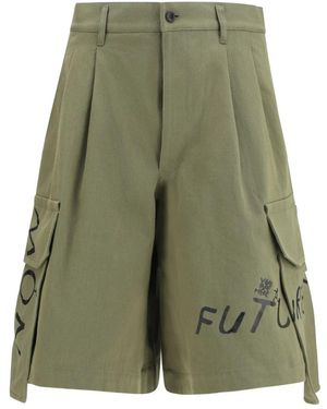 Comme des Garçons Korte Broeken ,Groen ,Katoen Cargoshort Met Print