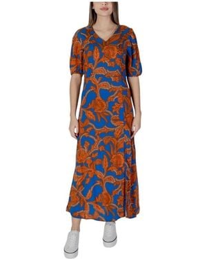 B.Young Kleedjes ,Veelkleurig ,Elegante Viscose Midi Jurk - Rood