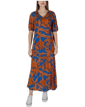 B.Young Kleedjes ,Veelkleurig ,Elegante Viscose Midi Jurk - Rood