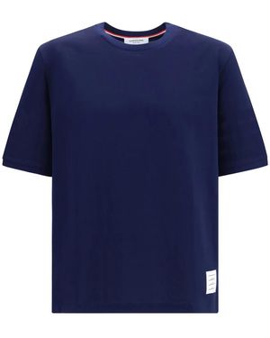 Thom Browne Tops ,Blauw ,Katoen Jersey Ottoman 4-Bar Tee