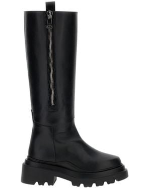 Plan C Kniehohe Stiefel Mit Reißverschluss - Schwarz
