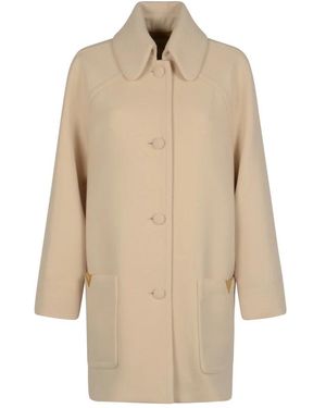 Valentino Single-Breasted Coats - Natural
