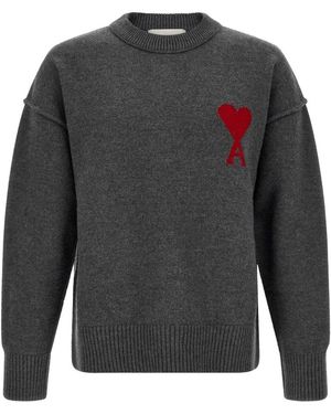 Ami Paris Ami De Coeur Ronde Hals Trui - Grijs
