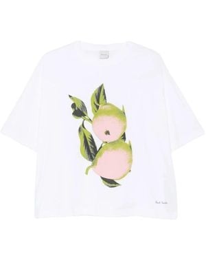 Paul Smith In A Row Printed Katoenen T-Shirt - Wit
