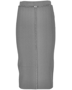 Elisabetta Franchi Viskose Midirock Mit Kette - Grau